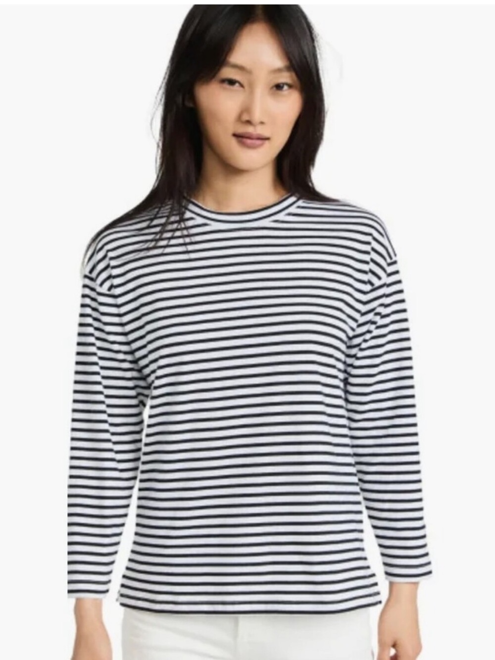 AYR The French Fry Striped Long Sleeve Tee - Piano Stripe Black White